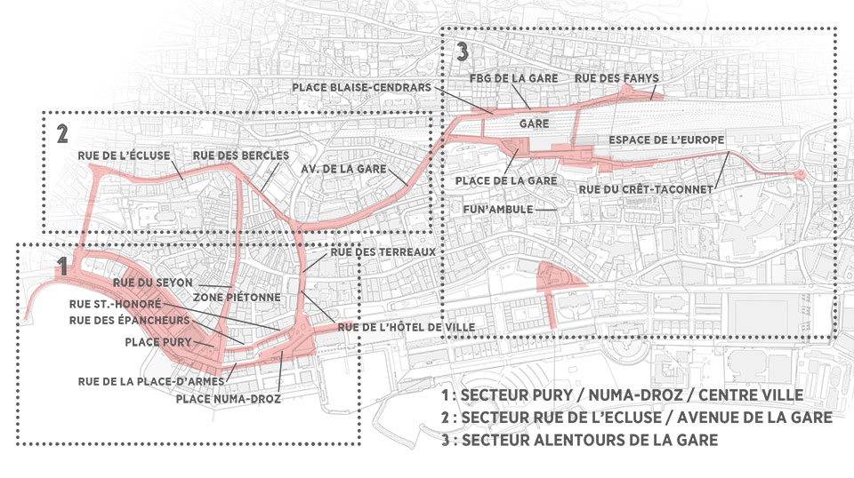 Démarche Participative, Centre et Gare - Plan de la Ville de Neuchâtel